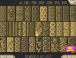 35 3D Decorative wall panels - screen SET 029 3D model