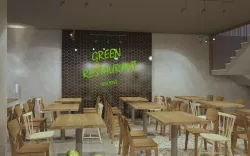 3d Exterior and interior of a green restaurant 3D model