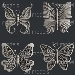 3d STL models for CNC router or 3d printer  set butterfly 3D model