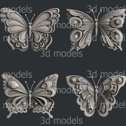 3d STL models for CNC router set butterfly 3D model