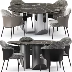ANGIE chair and Wedge Table by Minotti 3D model