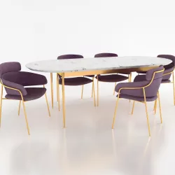 armchair stirke with Bethan Gray dining table 3D model
