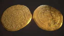 Aztec Design Gold Coin - Pirate Coin - Fantasy Low-poly 3D model