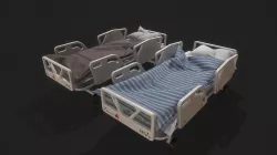 Bed set Low-poly 3D model