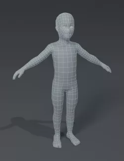 Boy Kid Child Body Base Mesh 3D Model Low-poly 3D model