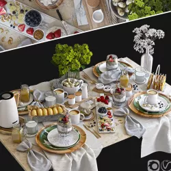 Breakfast tableware 3D model