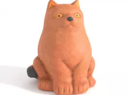 Cat Ornament 2  - high poly and low poly versions Low-poly 3D model