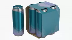Cluster-pack carton packaging for 4 beer cans 500 ml 3D model