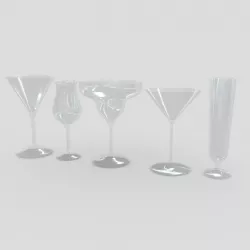 Cocktail Glass Set 3 Low-poly 3D model