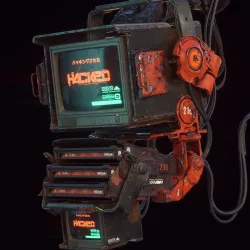 Cyberpunk Hacker Terminal V2 Low-poly 3D model