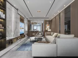 Dining room   light luxury style push-pull TV background wall 3D model