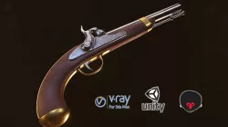 Flintlock pistol - musket gun 3D model