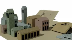 Folding paper houses Low-poly 3D model