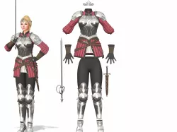 Full Female Knights Armour Suit Low-poly 3D model