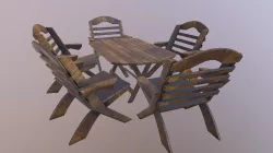  Garden Furniture Table Chair Low-poly 3D model