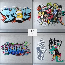 Graffiti - White brick PBR Texture