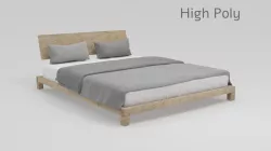 HIGH POLY Wood Platform Bed DIY 3D model