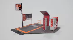 Japanese Parking Lot SET - 5 PBR AAA Ready Models Low-poly 3D model