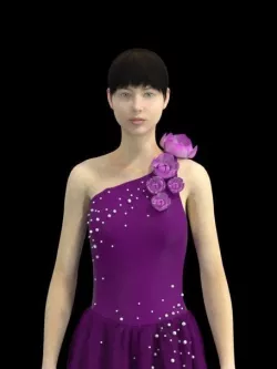 Jewelry Purple nymphaea Lotus Dress CLo3d 3D model