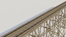 Kit wood trestle and  railway track Low-poly 3D model