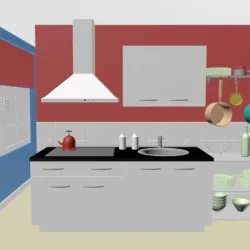 kitchen room interior design minimalist contemporary 3D model