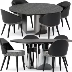 Lawson Dining Chair and Wedge Round Table by Minotti 3D model
