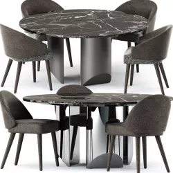 Lawson Dining Chair and Wedge Table by Minotti 3D model