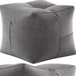 LIFE Grey Bean Bag Pouffe and Vienna Woods Bermuda Ottoman 3D model