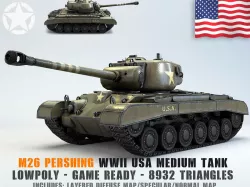 Low Poly M26 Pershing Medium Tank Low-poly 3D model