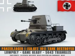 Low Poly  SdKfz 101 PanzerJager I Tank Destroyer Low-poly 3D model