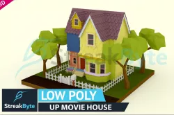 Low Poly Up Movie Mini House Low-poly 3D model