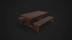 Medieval Dining Table - Chair Low-poly 3D model