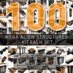 Mega Alien Structures - 100 Models Kitbash Set 3D model