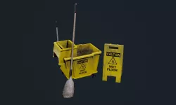Mop Bucket Game Ready 01 Low-poly 3D model