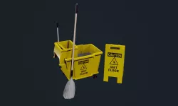 Mop Bucket Game Ready 02 Low-poly 3D model