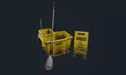 Mop Bucket Game Ready 03 Low-poly 3D model