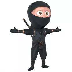 Ninja Cartoon Warrior Character Low-poly 3D model