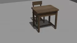 Old School Table Chair Low-poly 3D model
