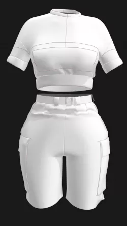 Pocket T Shirts and Cargo Shorts Set Marvelous designer 3D model