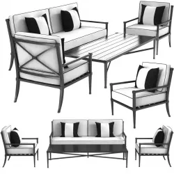 Restoration Hardware TROUSDALE sofa chair and coffee table 3D model