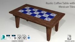 Rustic Coffee Table with Tiles 3D model