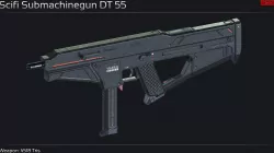 Scifi Submachinegun DT 55 Low-poly 3D model