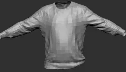 Shirt with long sleaves low and high poly model Low-poly 3D model