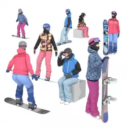 Snowboarder girls 3D model