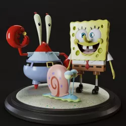 SpongeBob SquarePants and Krabs and Gary 3D model