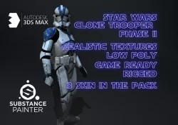 Star wars Clone trooper Phase 2 pack Low-poly 3D model