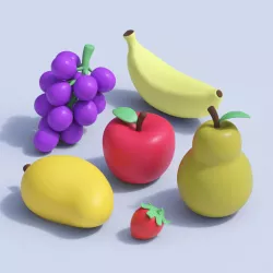 Stylized Cartoon Fruit Collection 3D model