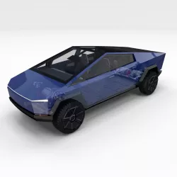 Tesla Cybertruck with chassis and interior Blue 3D model
