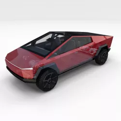 Tesla Cybertruck with chassis and interior Red 3D model