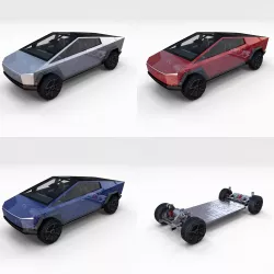 Tesla Cybetruck with Interior and Chassis Pack 3D model
